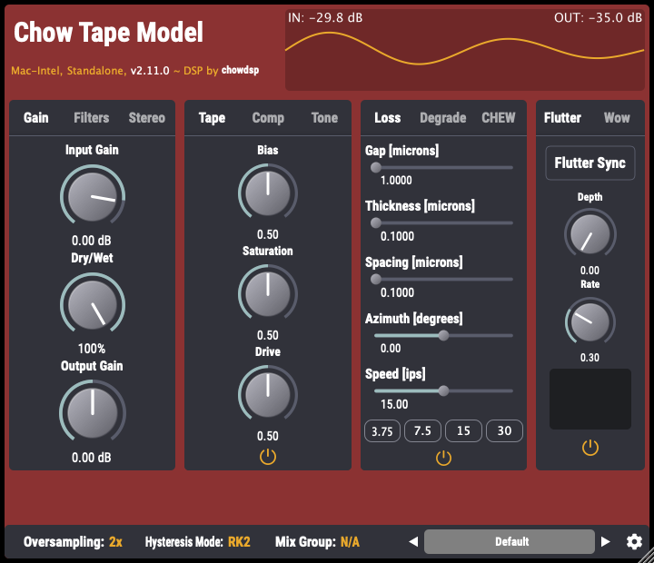 ChowDSP CHOW Tape Model